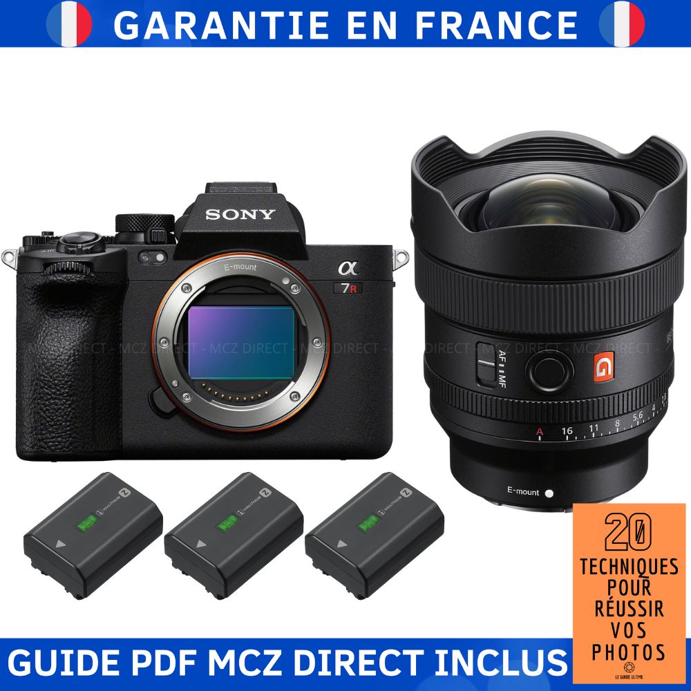 Sony A7R V + FE 14mm f/1.8 GM Lens + 3 Sony NP-FZ100 Batteries + MCZ DIRECT '20 Photography Techniques Guide