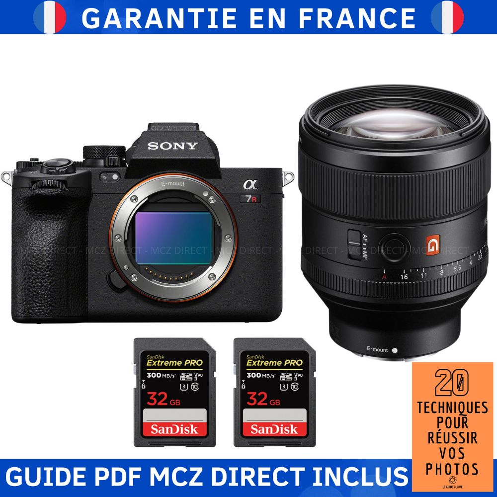 Sony A7R V + FE 85mm f/1.4 GM + 2 SanDisk 32GB Extreme PRO UHS-II SDXC 300 MB/s + Guide PDF MCZ DIRECT '20 Techniques for Succeeding in Your Photos