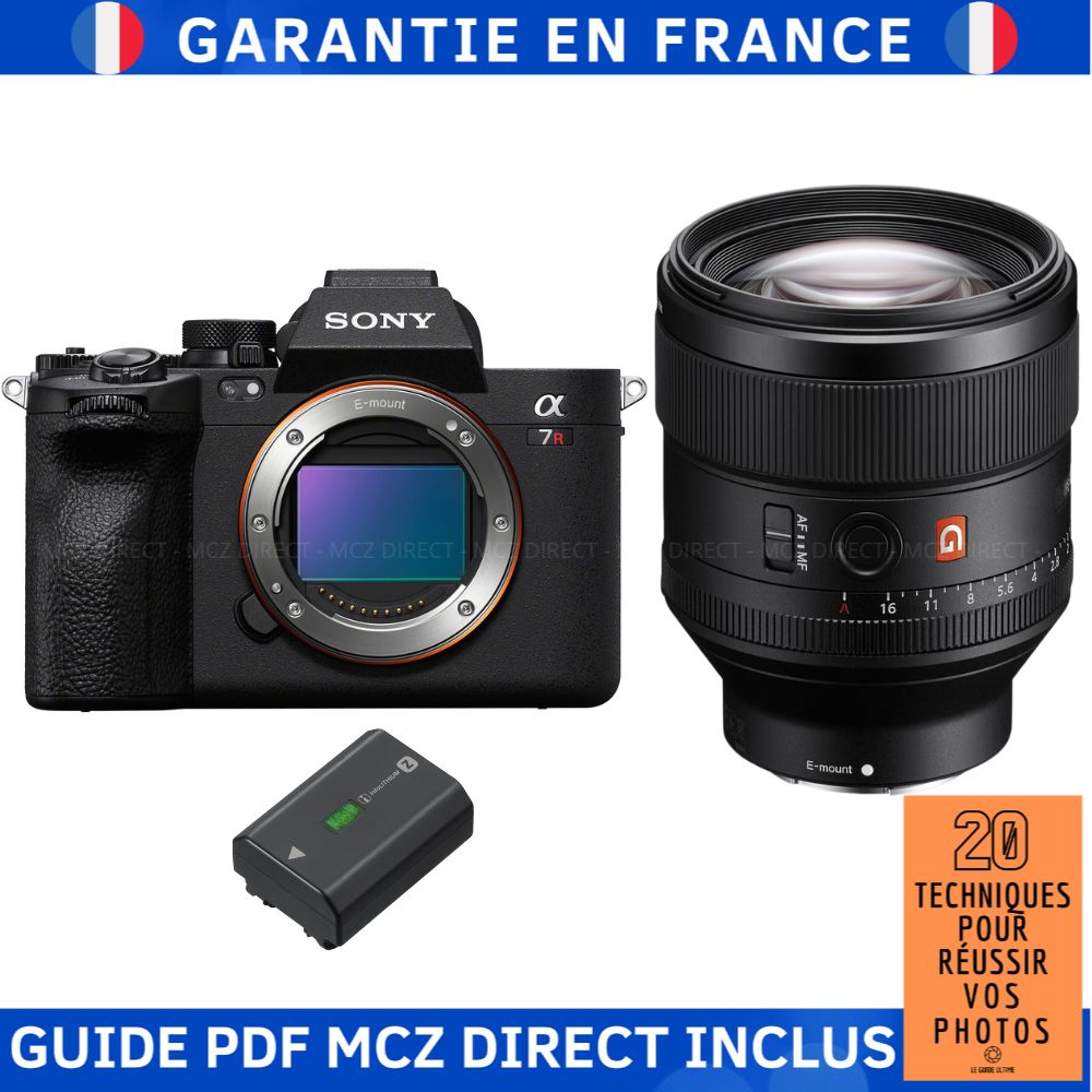 Sony A7R V + FE 85mm f/1.4 GM + Sony NP-FZ100 Battery + MCZ DIRECT '20 Techniques Guide