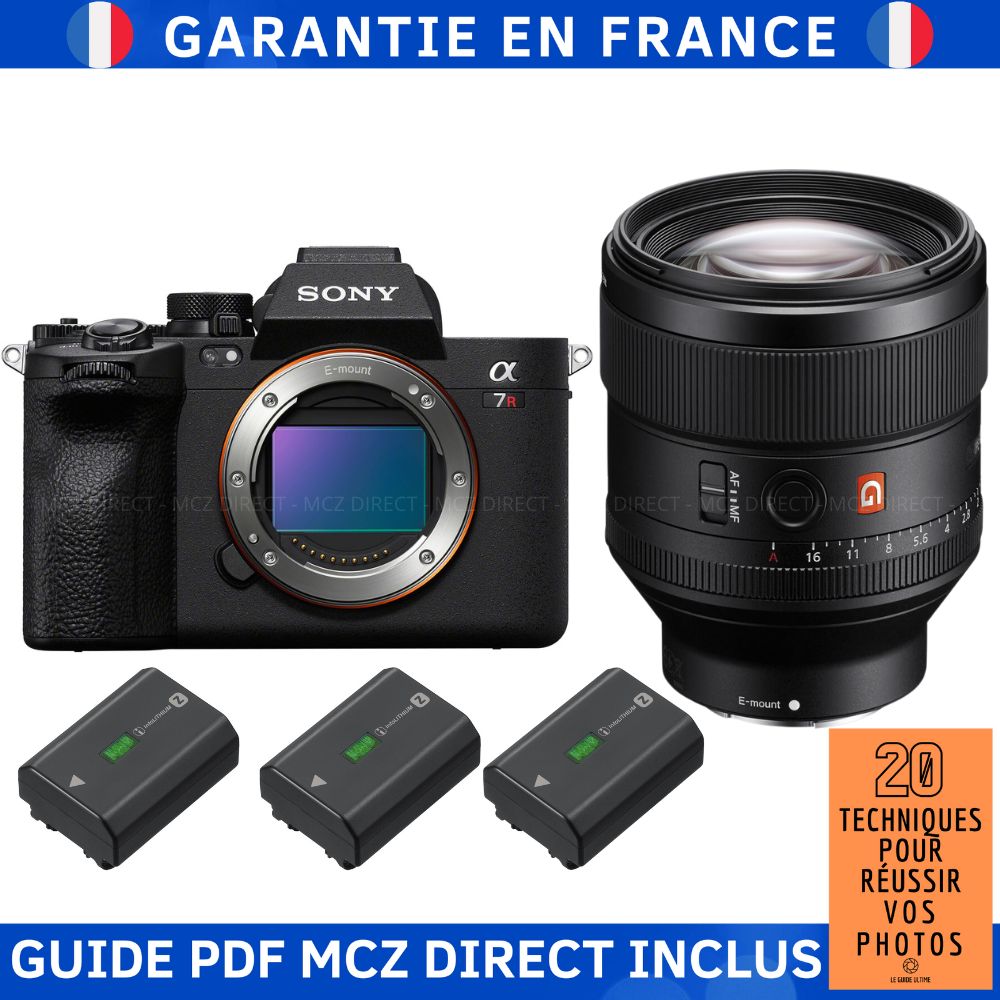 Sony A7R V + FE 85mm f/1.4 GM + 3x Sony NP-FZ100 + '20 Tech Guide PDF