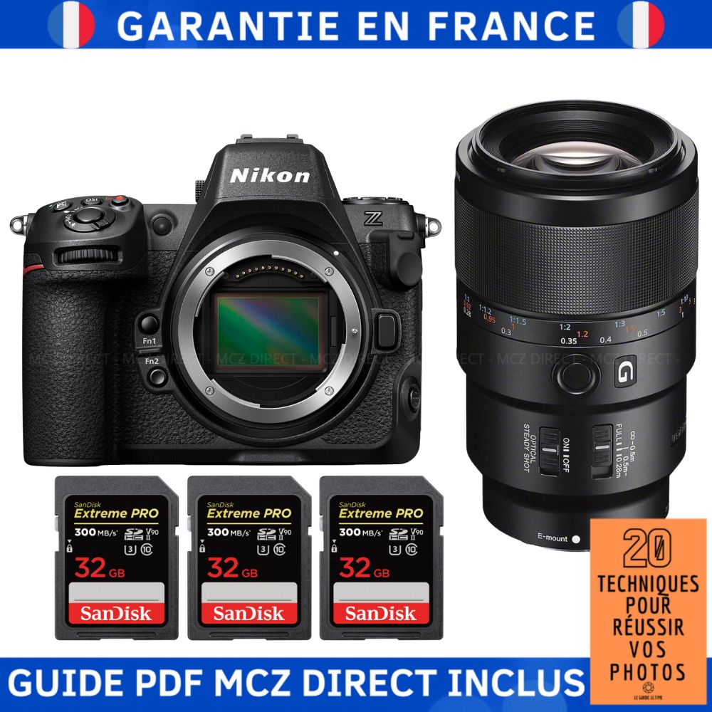 Sony A7R V + FE 90mm f/2.8 Macro G OSS Lens + 3 SanDisk 32GB Extreme PRO UHS-II SDXC Cards (300 MB/s) + MCZ DIRECT '20 Techniques for Successful Photos Guide