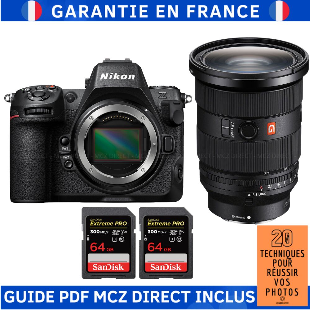 Sony A7R V + FE 24-70mm f/2.8 GM II + 2 SanDisk 64GB Extreme PRO UHS-II SDXC 300MB/s Memory Cards + MCZ DIRECT '20 TECHNIQUES POUR RÉUSSIR VOS PHOTOS Guide