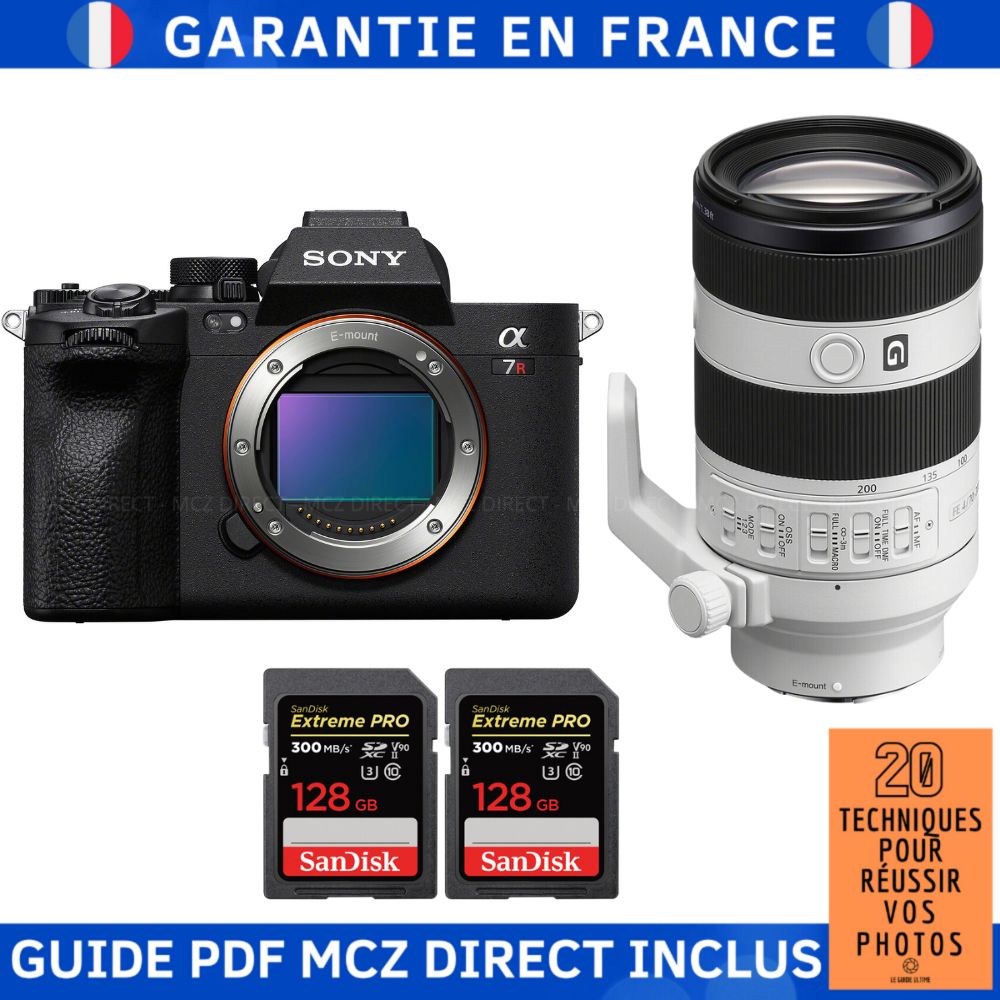 Sony A7R V + FE 70-200mm f/4 Macro G OSS II + 2 SanDisk 128GB Extreme PRO UHS-II SDXC 300 MB/s + MCZ DIRECT Guide PDF '20 Techniques for Succeeding in Your Photos'
