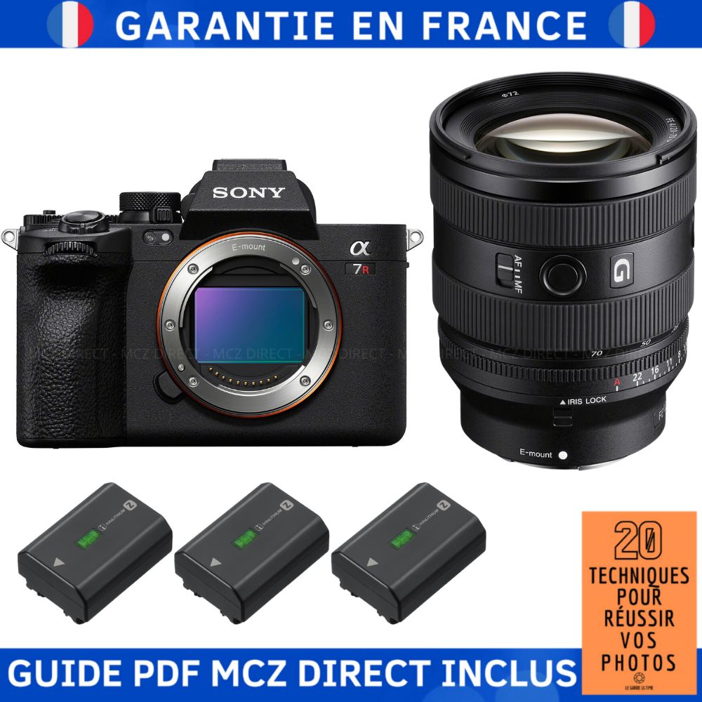 Sony A7R V + FE 20-70mm f/4 G Lens + 3x NP-FZ100 Batteries + '20 Techniques for Successful Photos' Guide