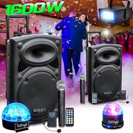 IBIZA SOUND PORT12VHF Active Battery-Powered DJ System 1600W