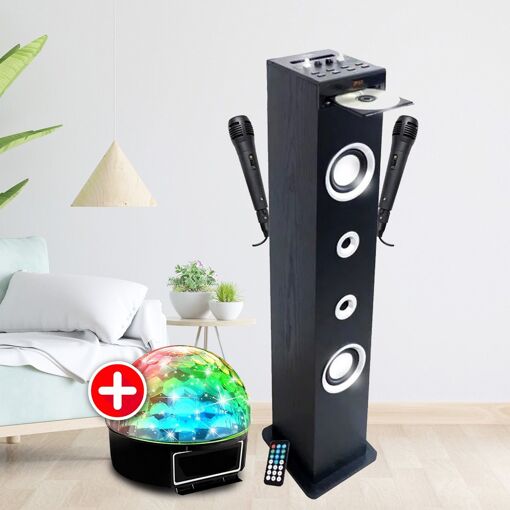 Torre de sonido Inovalley HP49CD con reproductor de CD y función de karaoke