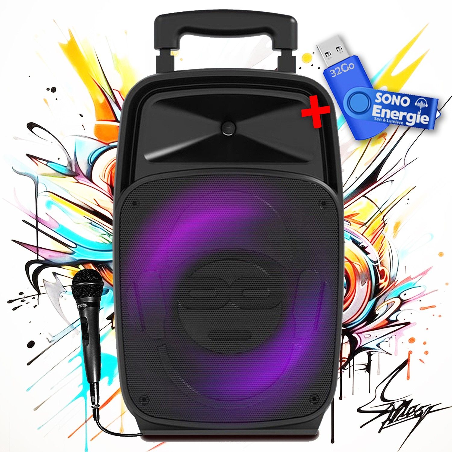 Idance Groove 220 Bass Reflex 100W Speaker - USB & Bluetooth - Battery-Powered with LED and USB Key 32Go