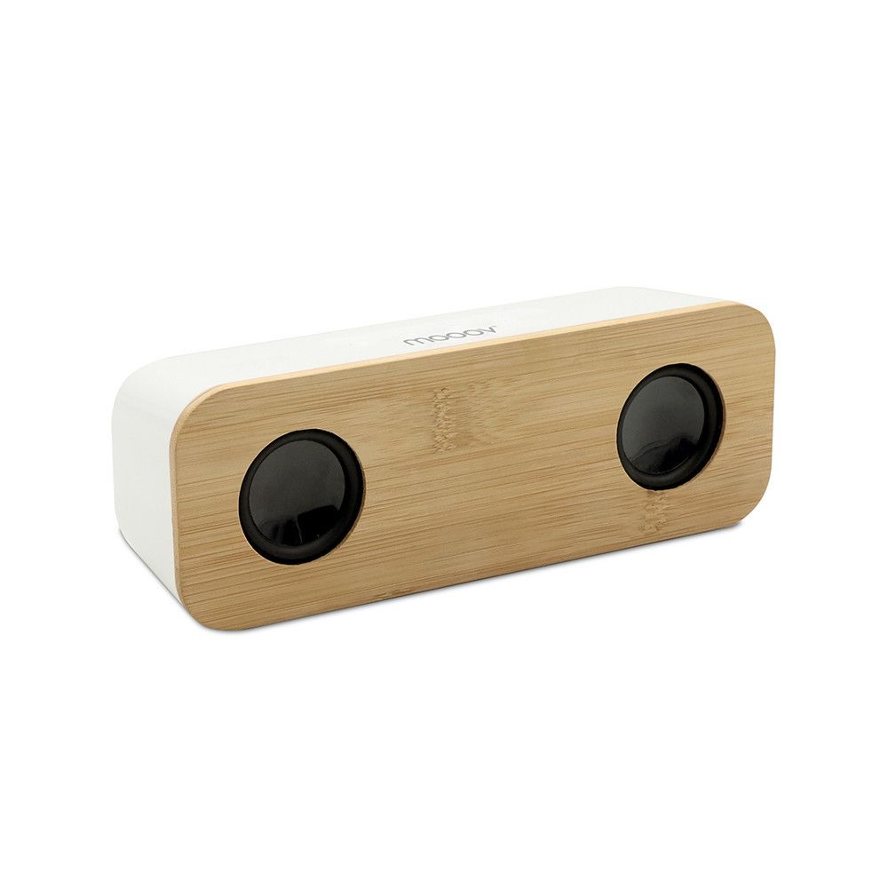 Haut-parleur stéréo sans fil Mooov 10 W en bambou avec design élégant