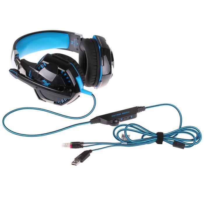 NetBoat KOTION EACH G2000 LED Lighting Stereo Gaming Headset - Black/Blue