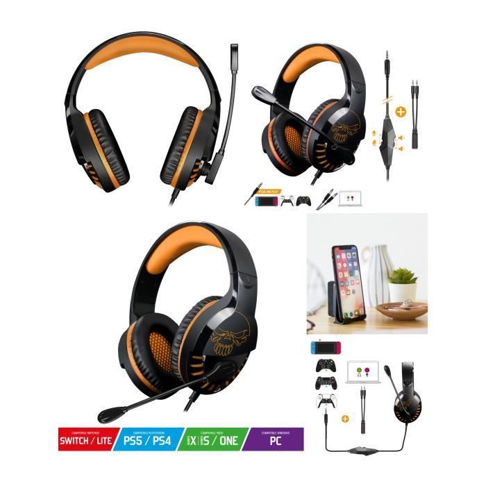 Auriculares de Juego Livoo Spirit of Gamer Pro-H3 Estéreo 2.0 Con Cable - Naranja (Tamaño Mediano, Color Naranja, Capacidad N/A)