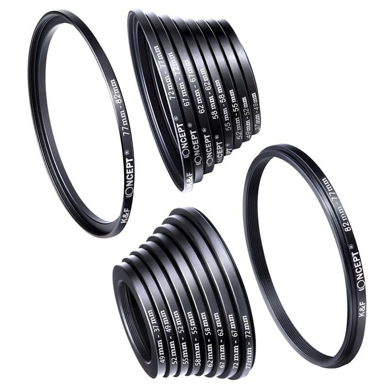 K&F 18-Piece Adapter and Reducer Ring Kit for Universal Filters