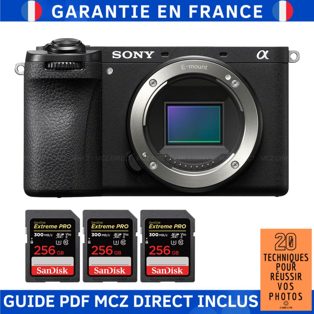 Sony Alpha 6700 (A6700) + 3 SanDisk 256GB Extreme PRO UHS-II SDXC 300MB/s + Guide PDF MCZ DIRECT '20 Techniques to Succeed in Your Photos