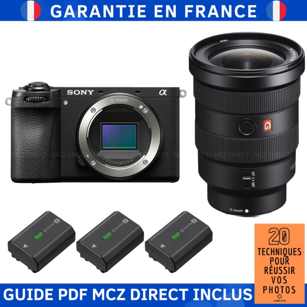 Sony Alpha 6700 (A6700) with FE 16-35mm f/2.8 GM Lens + 3 Sony NP-FZ100 Batteries + MCZ DIRECT '20 Techniques for Succeeding in Your Photos' Guide