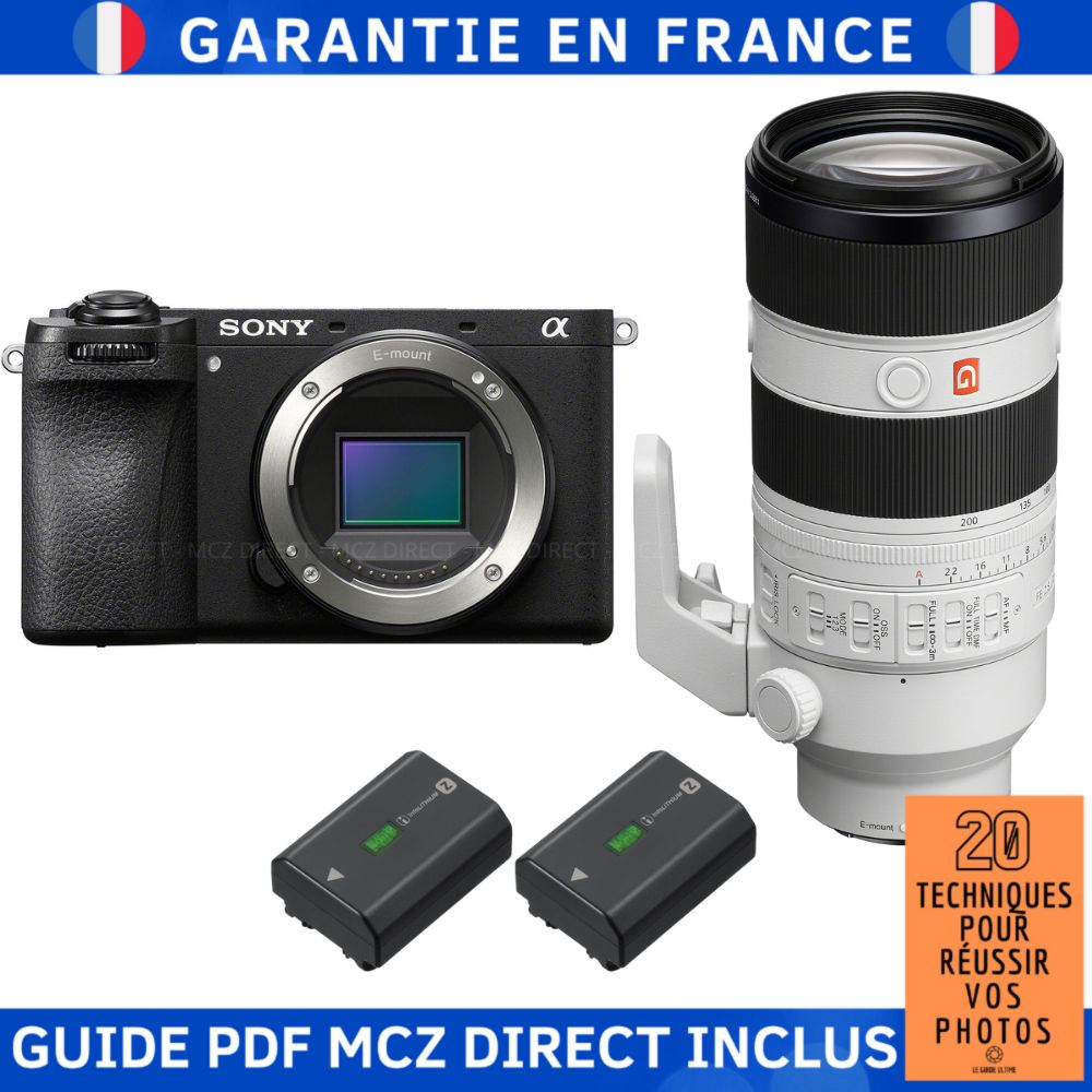Sony Alpha 6700 (A6700) + FE 70-200mm f/2.8 GM OSS II + 2 Sony NP-FZ100 + Guide PDF MCZ DIRECT '20 Techniques for Succeeding in Your Photos