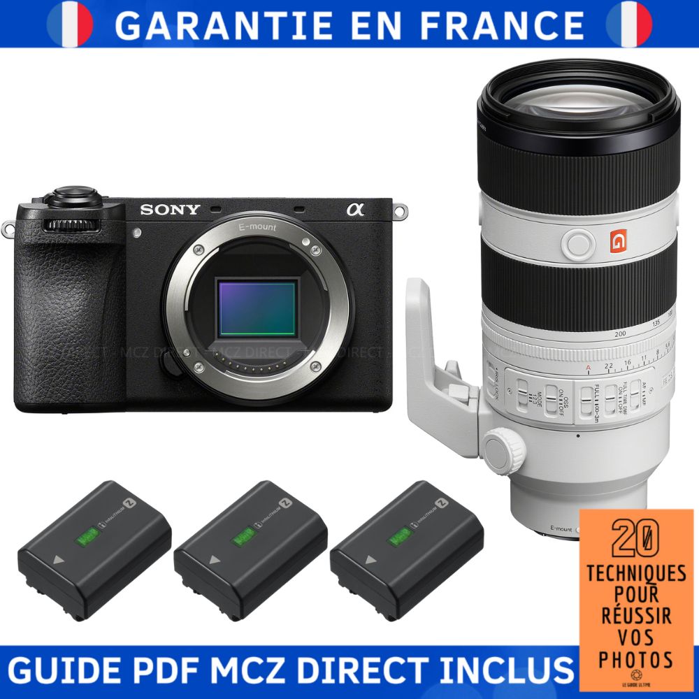 Sony Alpha 6700 (A6700) + FE 70-200mm f/2.8 GM OSS II + 3 Sony NP-FZ100 + Guide PDF MCZ DIRECT '20 Techniques for Succeeding in Your Photos
