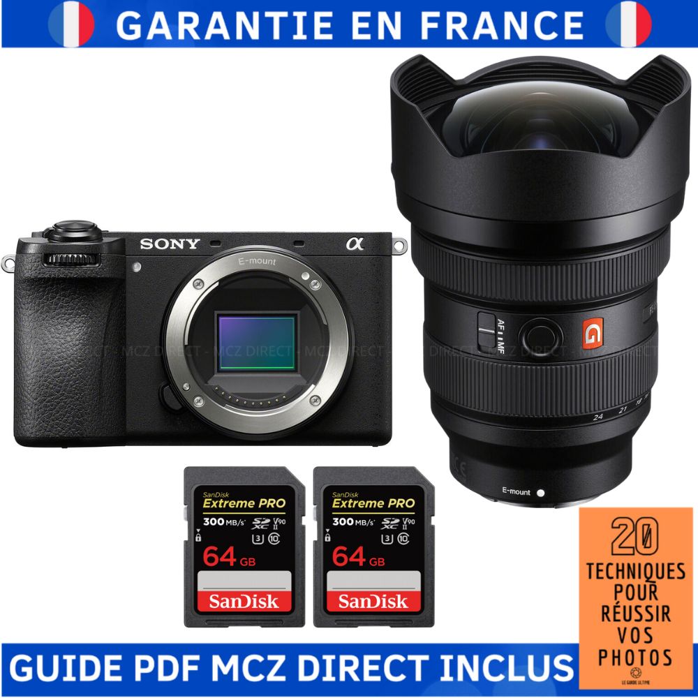 Sony Alpha 6700 (A6700) with FE 12-24mm f/2.8 GM + 2 SanDisk 64GB Extreme PRO UHS-II SDXC 300MB/s + MCZ DIRECT '20 Techniques to Succeed at Photography Guide