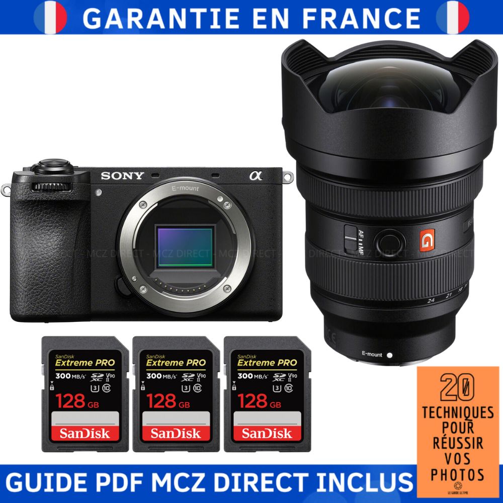 Sony Alpha 6700 (A6700) + FE 12-24mm f/2.8 GM + 3 SanDisk 128GB Extreme PRO UHS-II SDXC 300MB/s + Guide PDF MCZ DIRECT '20 Techniques for Success in Your Photos