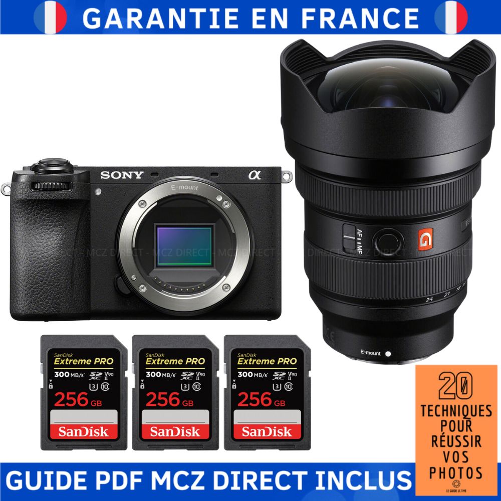 Sony Alpha 6700 (A6700) + FE 12-24mm f/2.8 GM + 3 SanDisk 256GB Extreme PRO UHS-II SDXC 300MB/s + MCZ DIRECT Photo Techniques Guide