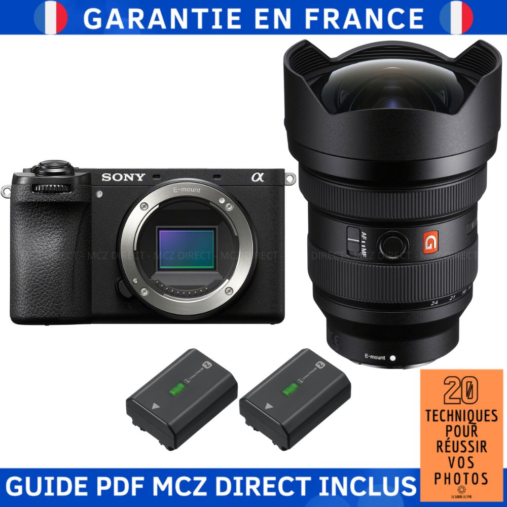 Sony Alpha 6700 (A6700) + FE 12-24mm f/2.8 GM + 2 Sony NP-FZ100 + Guide PDF MCZ DIRECT '20 Techniques pour Réussir Vos Photos