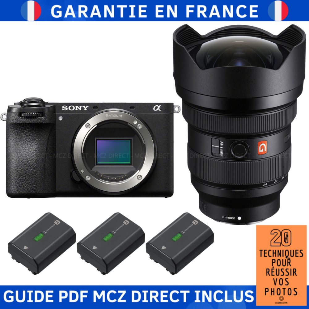 Sony Alpha 6700 (A6700) + FE 12-24mm f/2.8 GM + 3 Sony NP-FZ100 + MCZ DIRECT '20 Techniques Guide