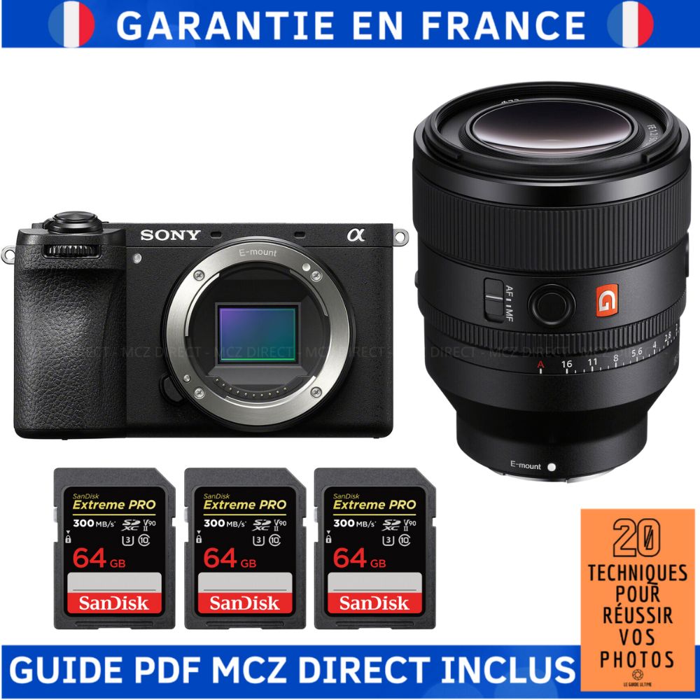 Sony Alpha 6700 (A6700) + FE 50mm f/1.2 GM + 3 SanDisk 64GB Extreme PRO UHS-II SDXC 300MB/s + MCZ DIRECT '20 Techniques for Successful Photos Guide