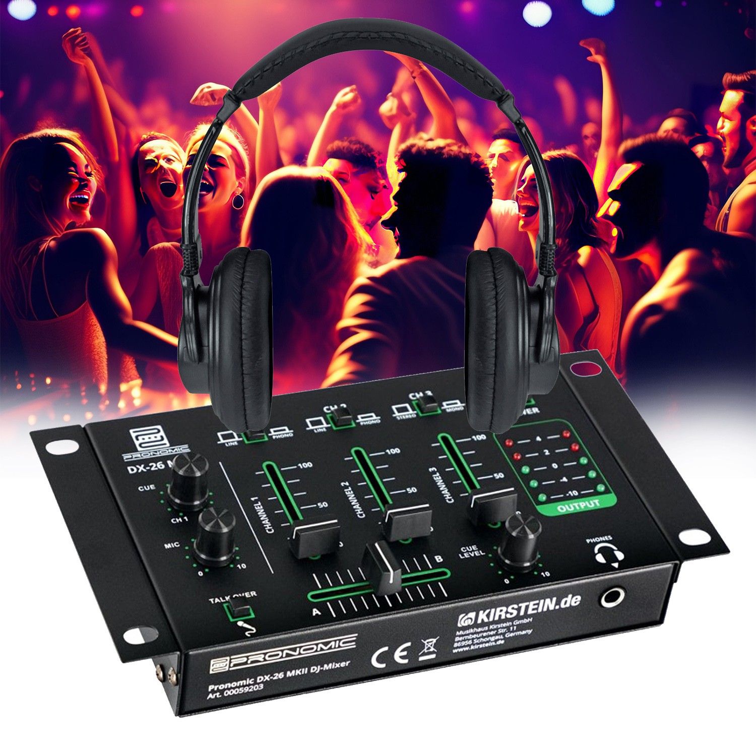Table de mixage Pronomic DX-26 MKII - 3 canaux - Fonction talkover - Casque - Sonorisation MIX DJ - Pack Découverte