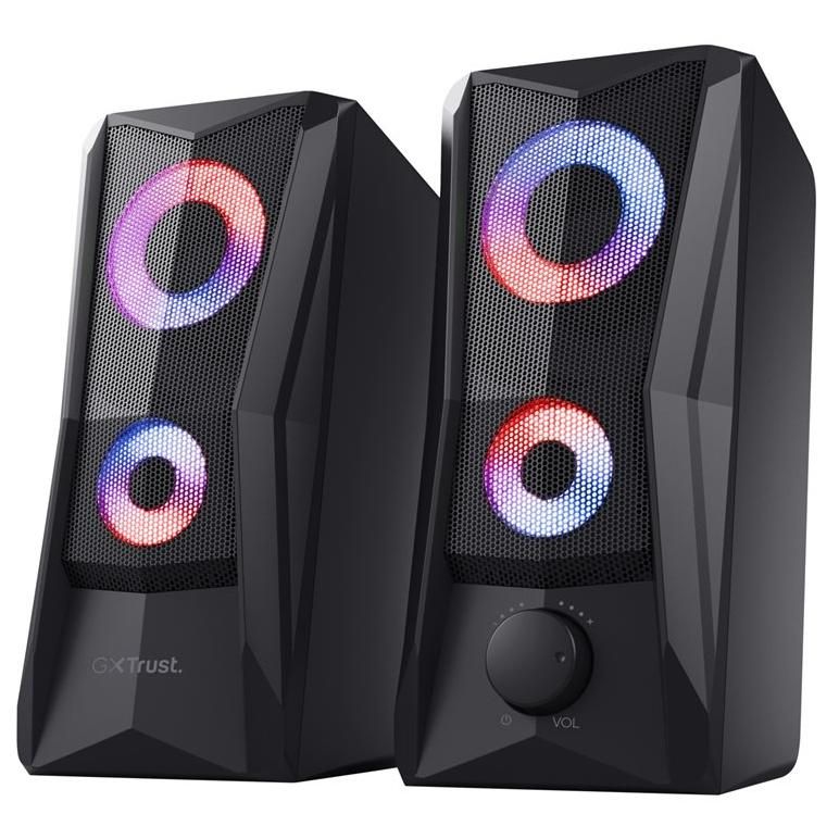 Trust Gaming GXT 606B Javv RGB PC Speakers 2.0, 12W, LED Lighting, USB Power, for Computer/Laptop - Black