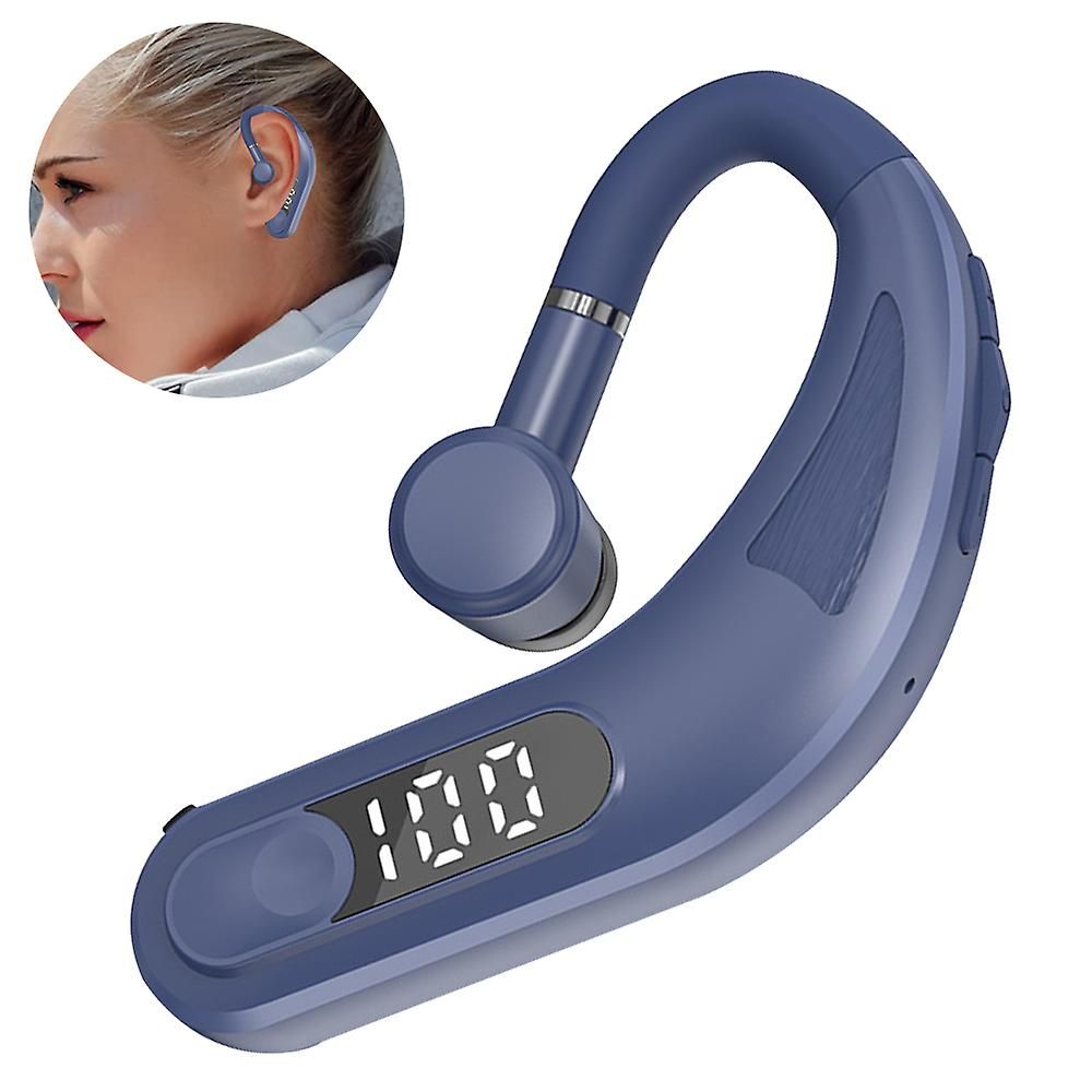UniversalHouse Bluetooth 5.2 Monoaural Headset with Noise Cancelling Microphone and Power Display (Blue)