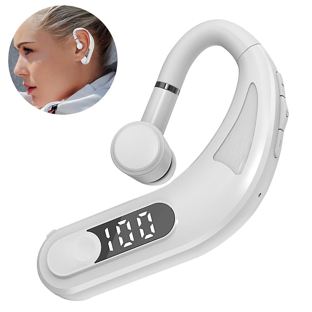UniversalHouse Monoaural Bluetooth Headset with Noise Canceling Microphone and Power Display (White)