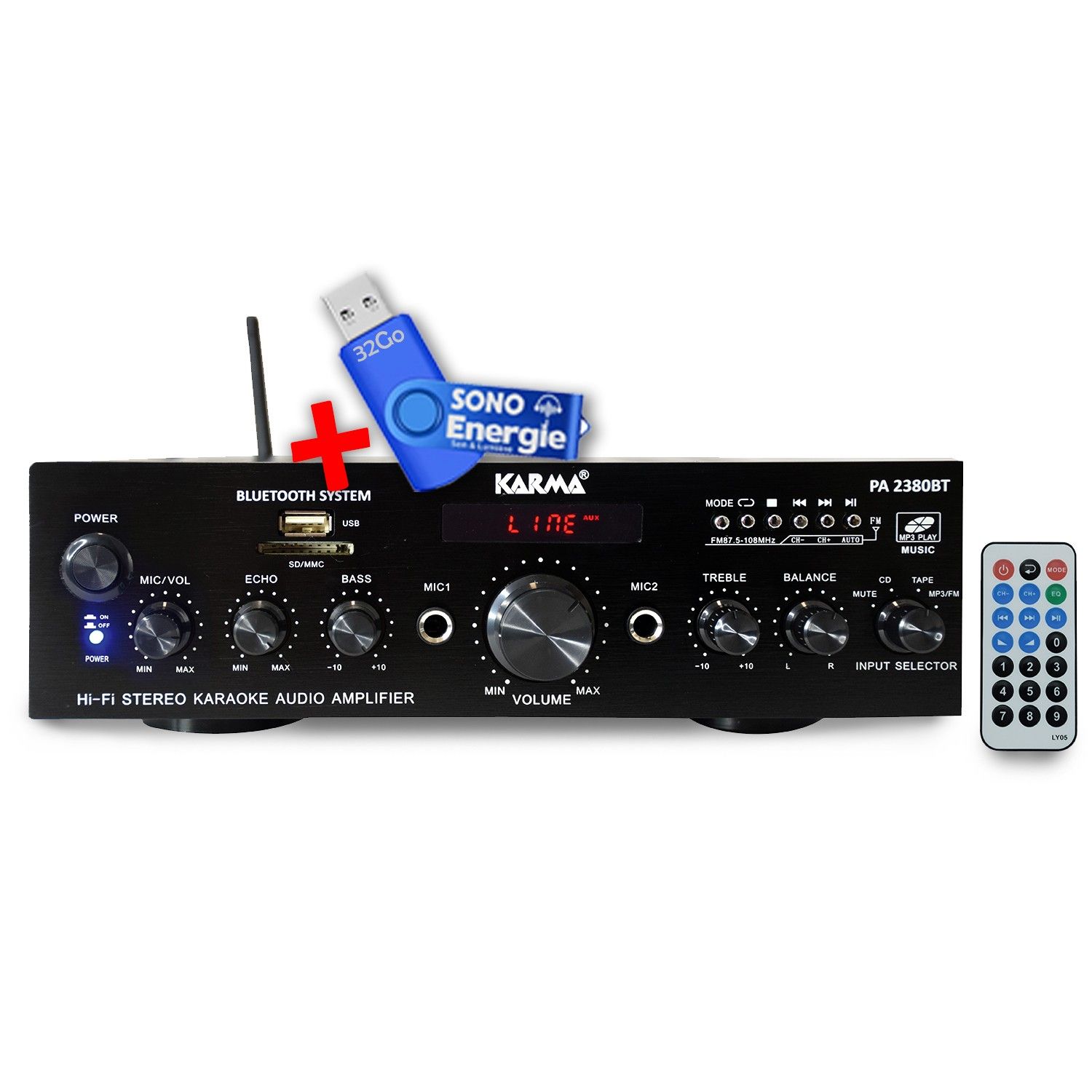 Karma PA 2380BT Stereo Amplifier with LCD Screen