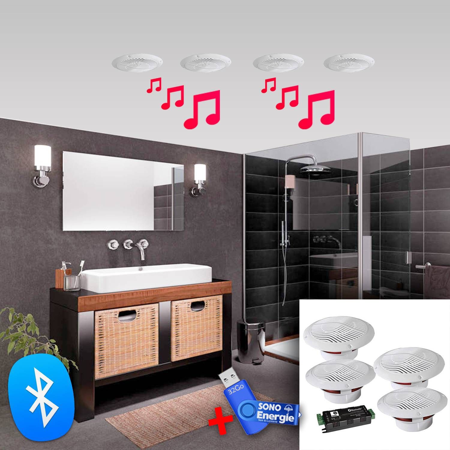 E-Audio B403BL Bluetooth Ceiling Speakers Kit (White, 160W, 4x5.25")