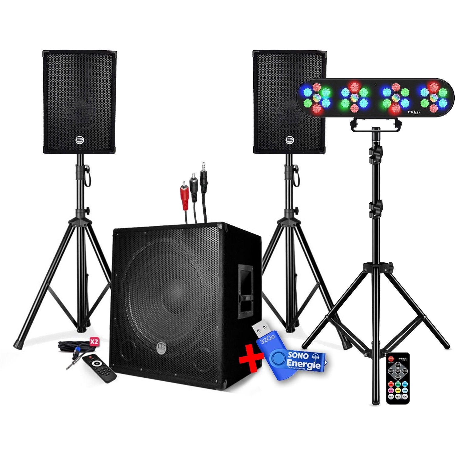 BM Sonic BMS1508 1800W DJ Sound System Pack with Bluetooth and USB