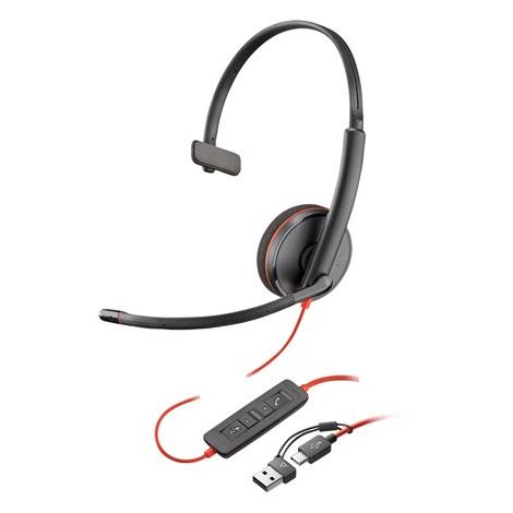 HP Blackwire C3225 - Blackwire 3200 Series Headset - Over-ear Wired Headset - 3.5mm Jack - Black - Certified for Skype, Cisco Jabber, Avaya