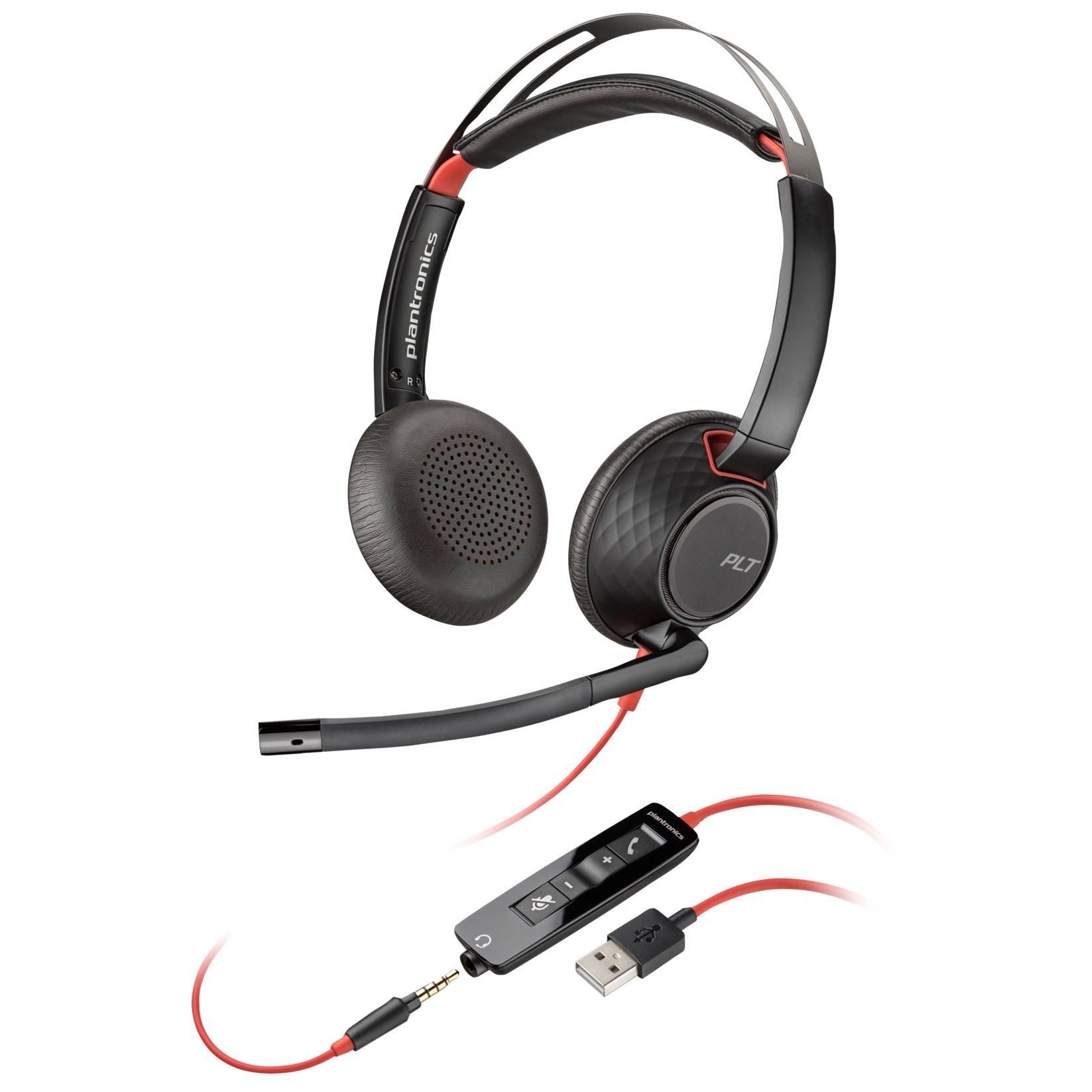 HP Blackwire C5220 - Blackwire 5200 Series - Over-ear Headset - Wired - USB-A, 3.5mm Jack - Black