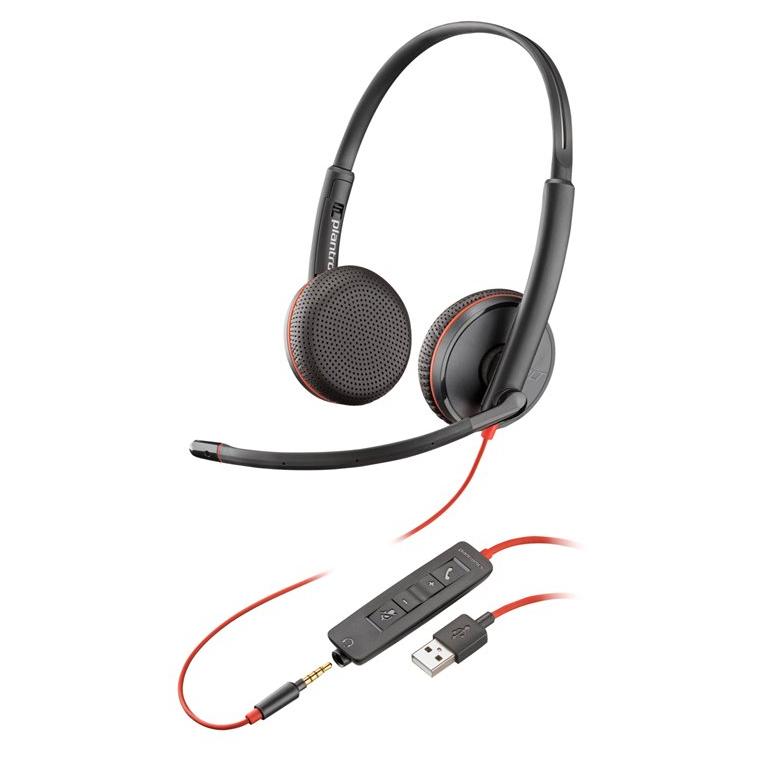 Casque HP Blackwire 3225 - Série Blackwire 3200 - Filaire - USB, jack 3,5 mm - Noir - Certifié pour Skype, Cisco Jabber et Avaya