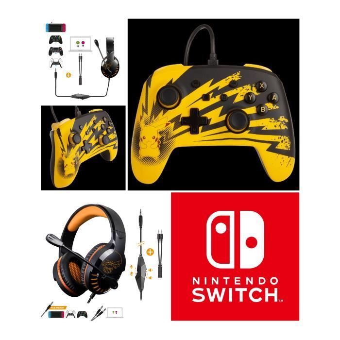 Kit Controlador Filo Nintendo - Auricular Gamer PRO H3 Pikachu - Amarillo - Circunaural
