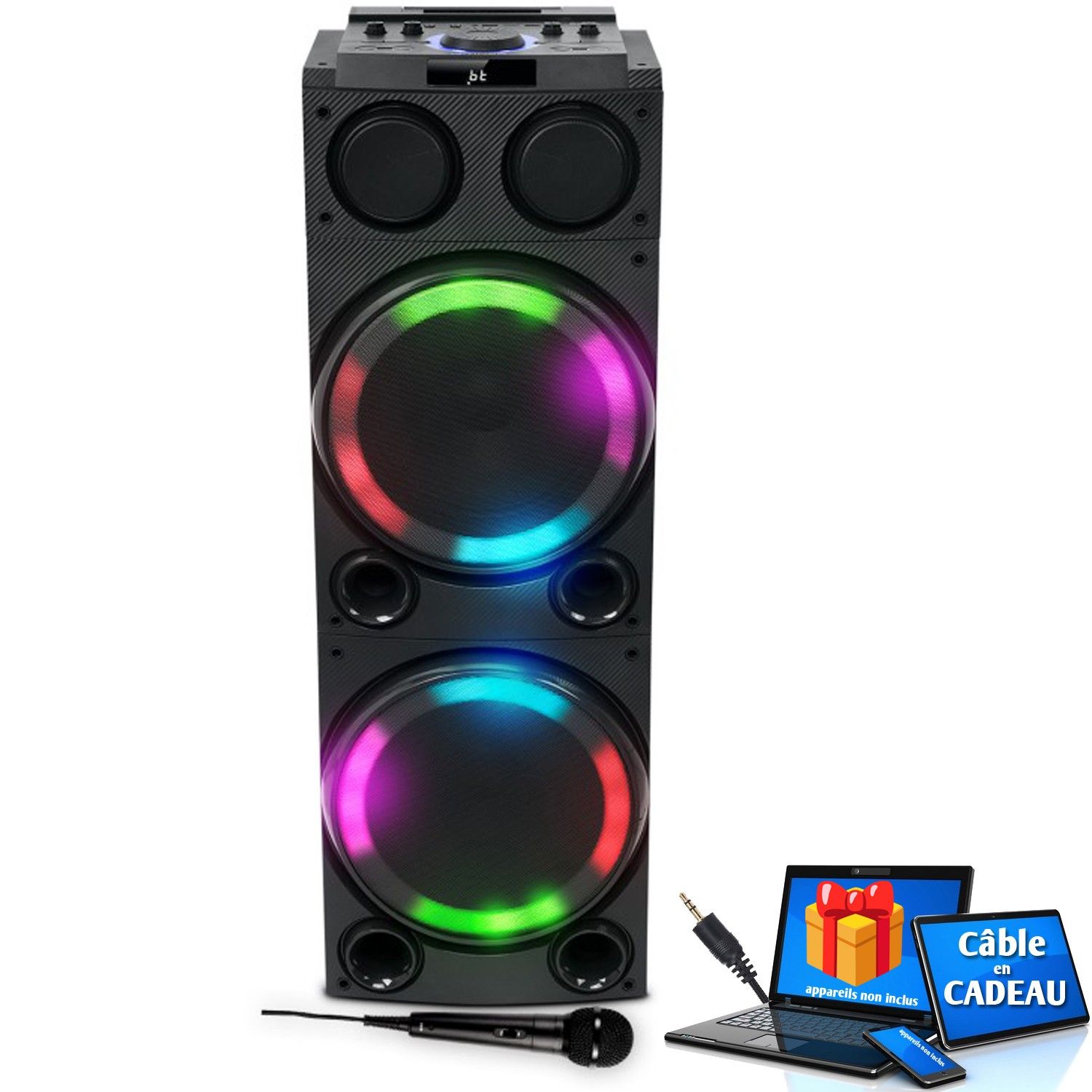 Boîte de soirée DJ Muse M-1982 Sono - Système audio 600W avec Bluetooth, USB et entrées AUX