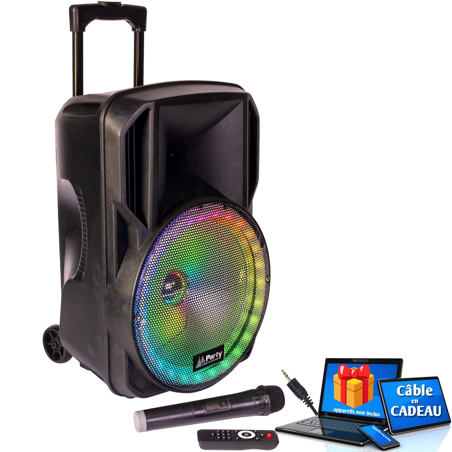 Enceinte portable BMI - PARTY 800W avec lumières LED