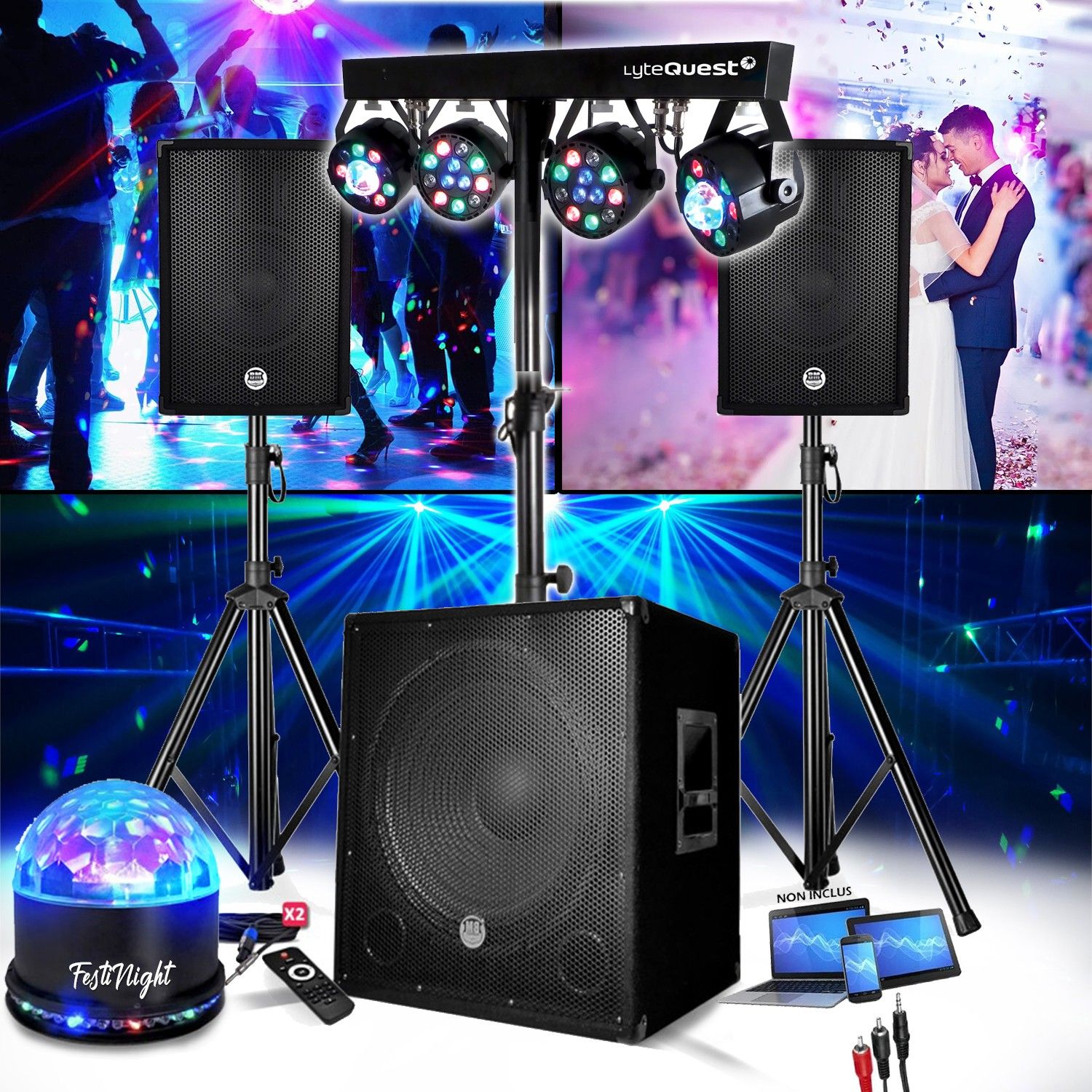 Paquete de sonido BM SONIC BMS1508 - 1800W con subwofer y Bluetooth