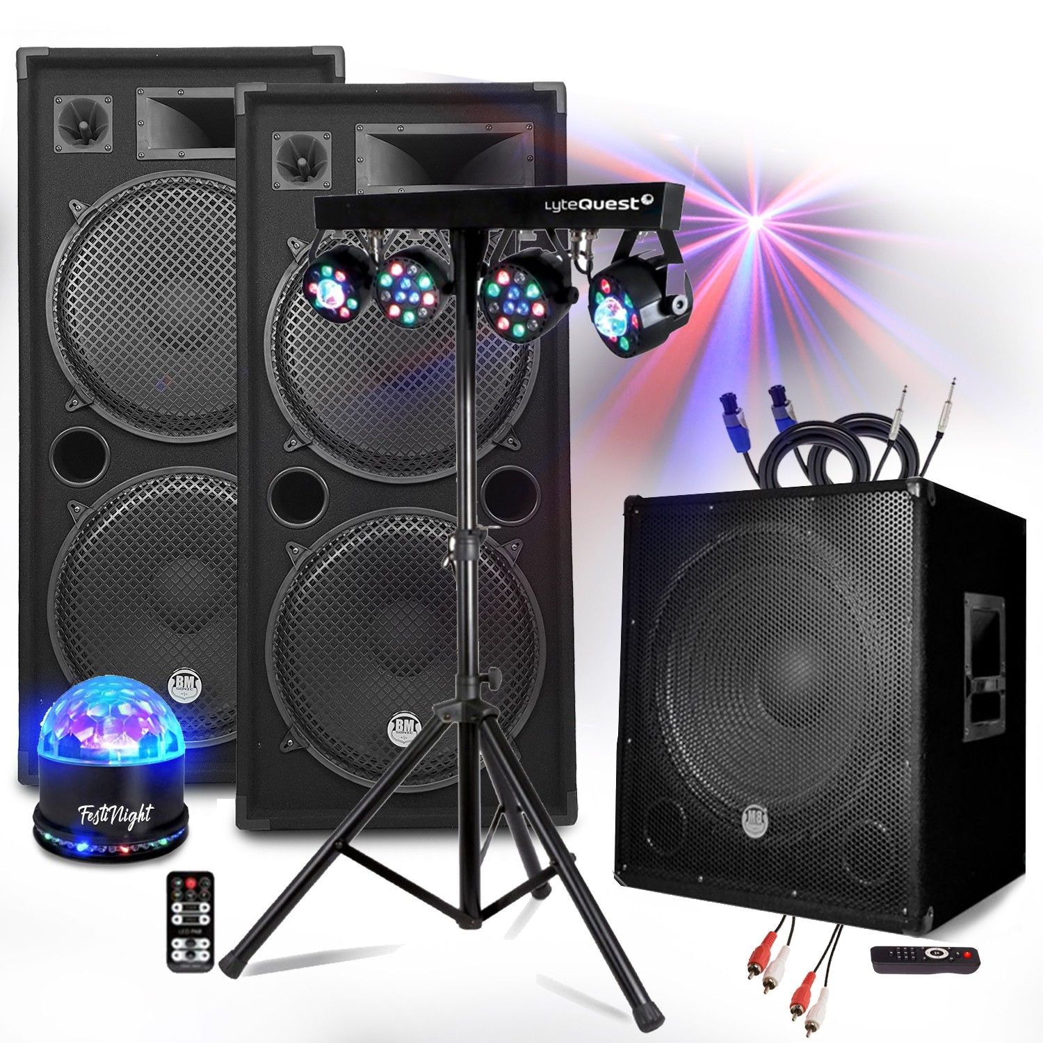 Pack Sono BM SONIC MEGA BASSES 3200W - Caisson de basse et paire d'enceintes 18"