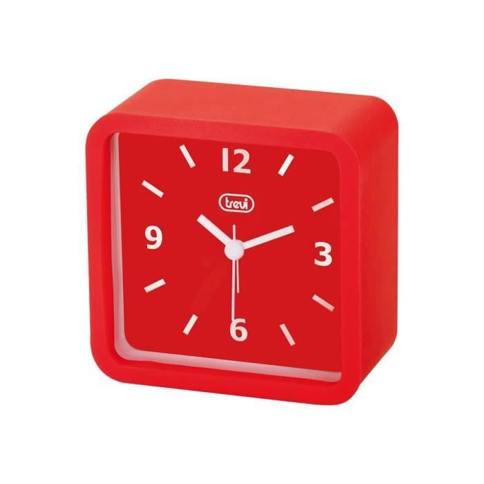 Trevi Square Quartz Desk Alarm Clock, Red