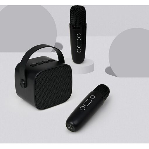 Altavoz Bluetooth Party 5W con 2 karaoke inalámbricos Negro