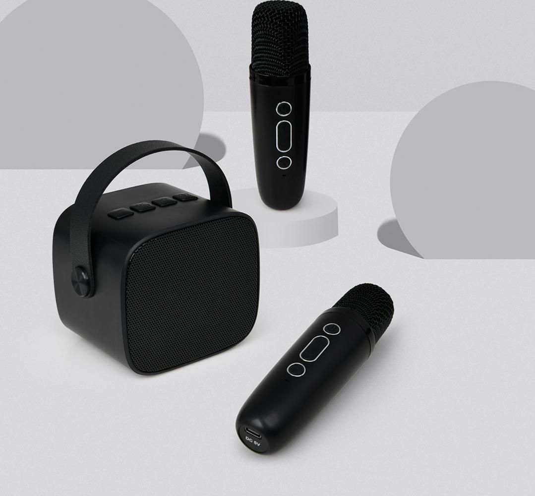 Altavoz Bluetooth Party 5W con 2 karaoke inalámbricos Negro