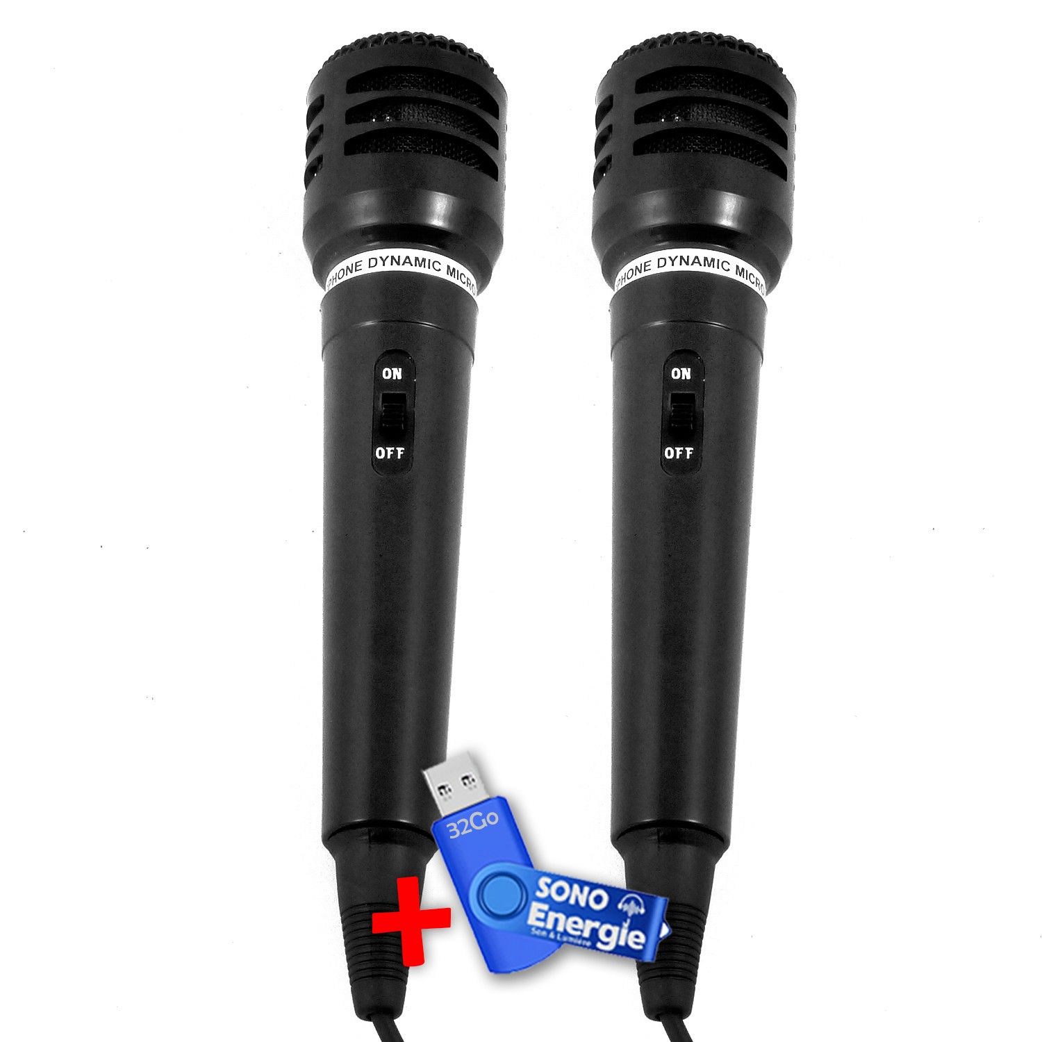 Koolstar 2-Pack Filed Single-Directional Microphones with 3M Cable and 32GB USB Key