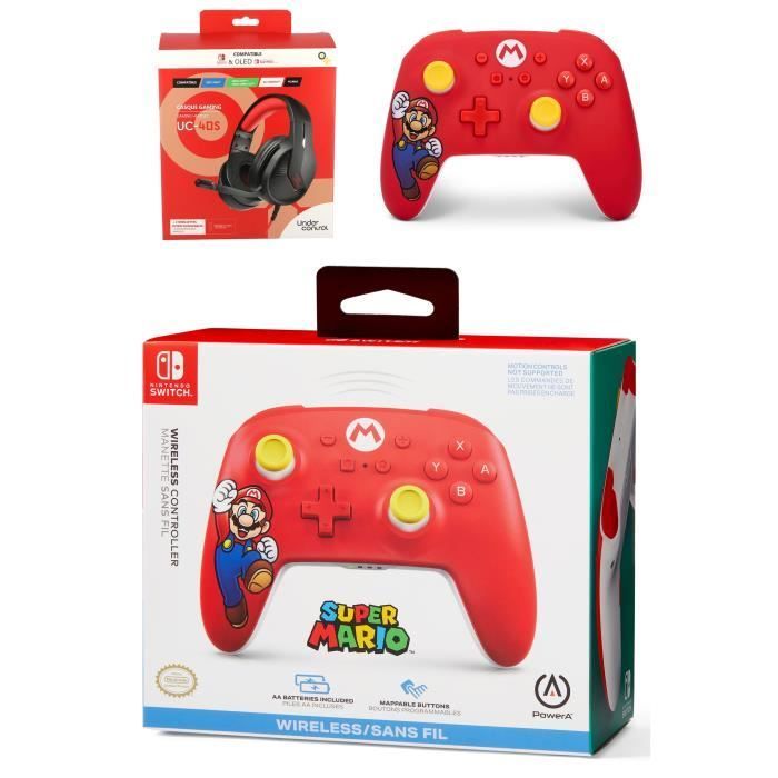 Auricular Nintendo Switch - Rojo - Con cable - Micrófono plegable - Conexión de 3,5 mm