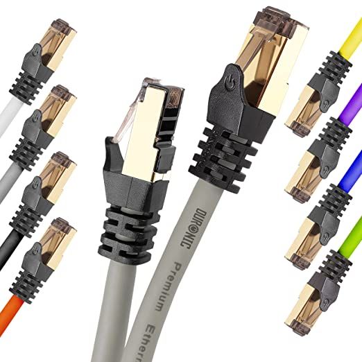 Duronic CAT8 GY Ethernet Cable 0.5m Grey S/FTP Shielded Twisted Pair