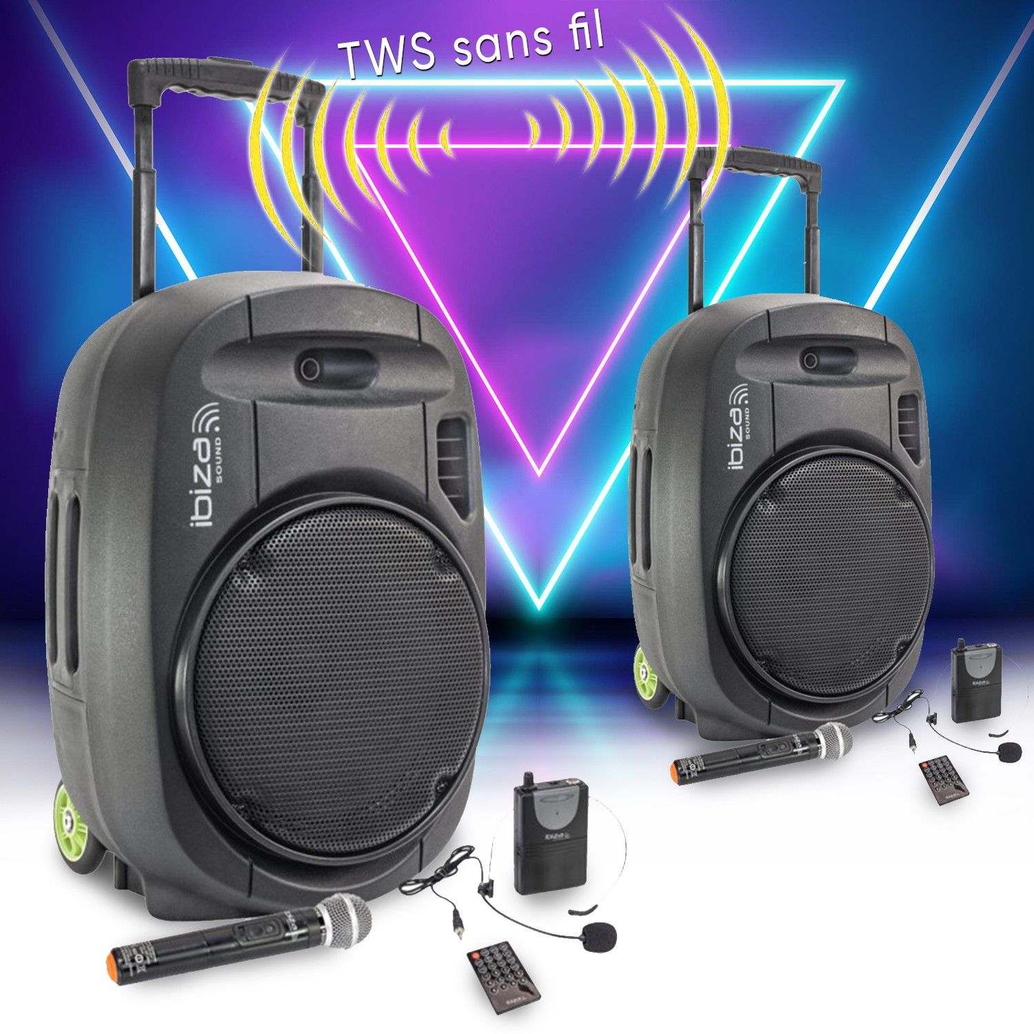BMI Ibiza Sound PORT15VHF-MKII-TWS Active Portable Speaker System, 15" - 1600W