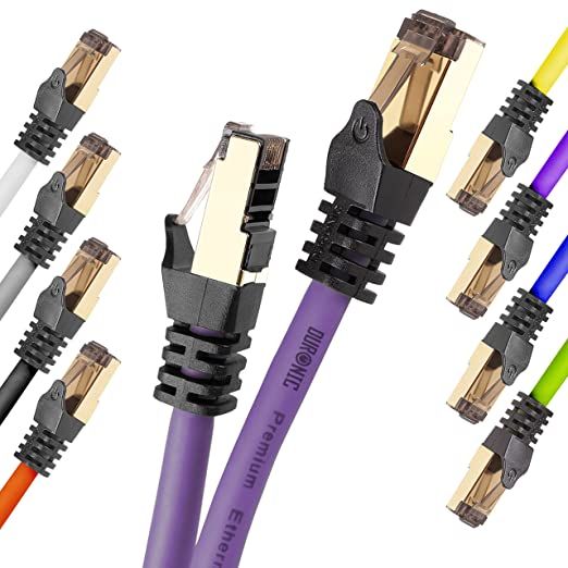 Duronic CAT8 PE Ethernet Cable 5m Purple S/FTP Shielded Twisted Pair