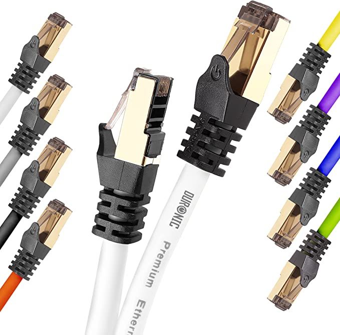 Duronic CAT8 WE Ethernet Cable 1.5m White S/FTP Shielded Twisted Pair