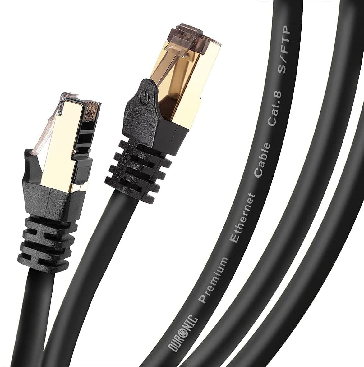 Duronic CAT8 Ethernet Cable - 3m Black S/FTP Shielded Twisted Pair